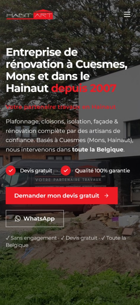 Aperçu mobile d'une vitrine réalisée par TNAgency